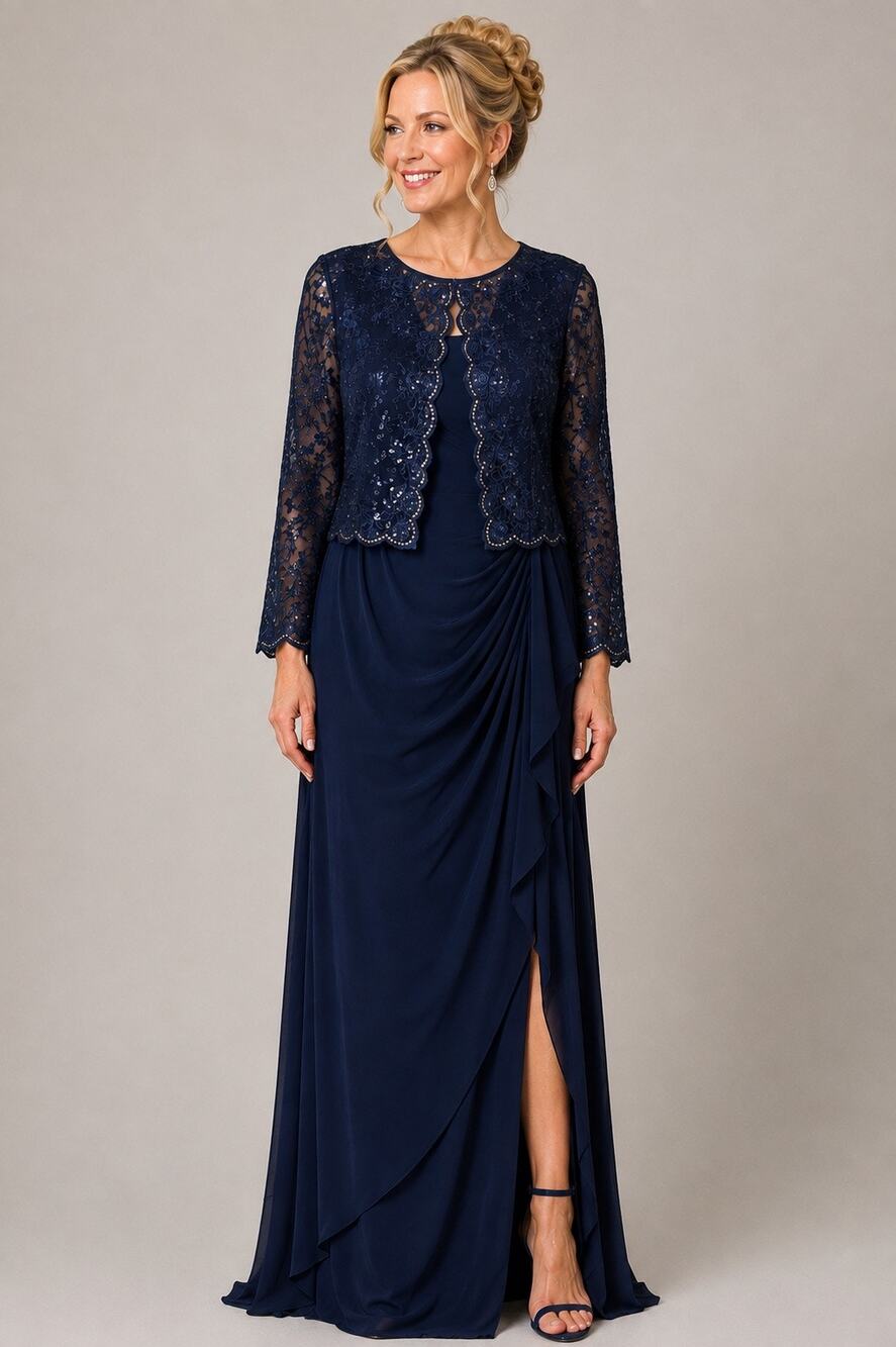 Alex Evenings Dawn Embroidered Gown and Jacket - Size 18